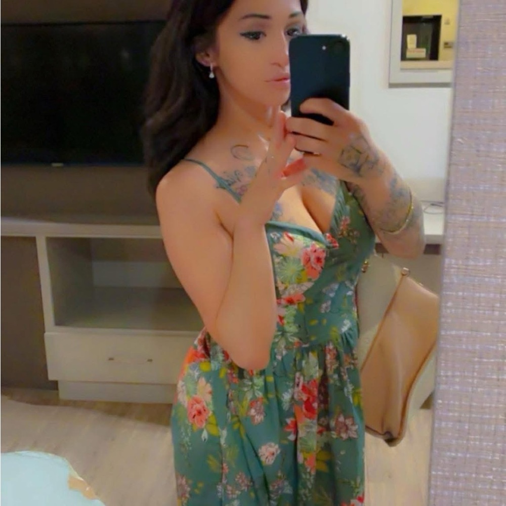 Orange Sleeveless Plunge Sundress Midi